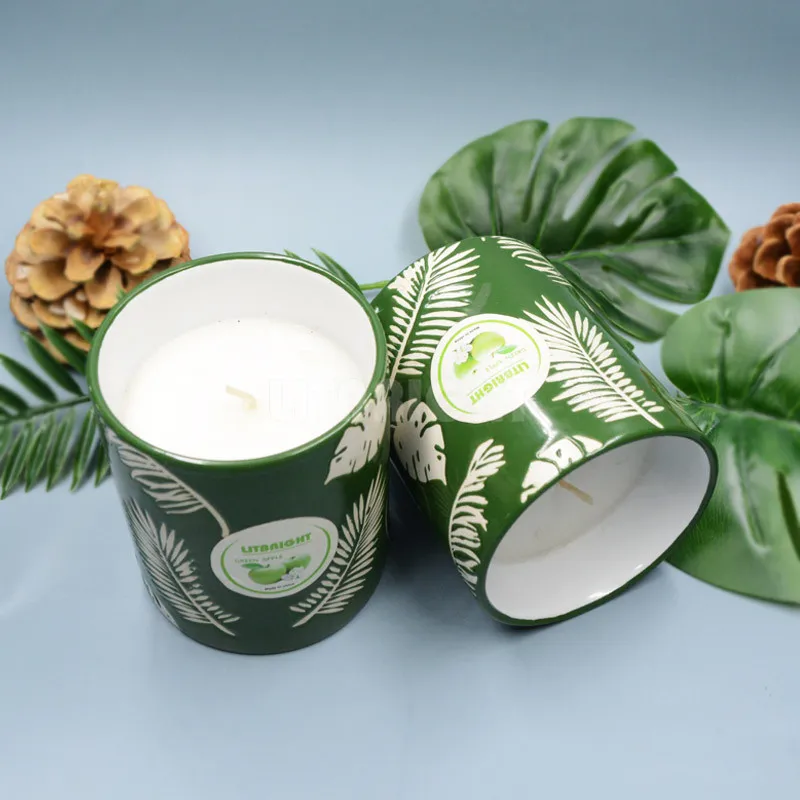Ceramic cup scented candle  lovely atmosphere feeling small fresh  essential oil fragrance selection candle custom logo