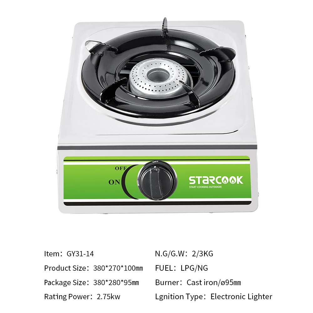  Газовая плита из нержавеющей стали с 1 горелкой