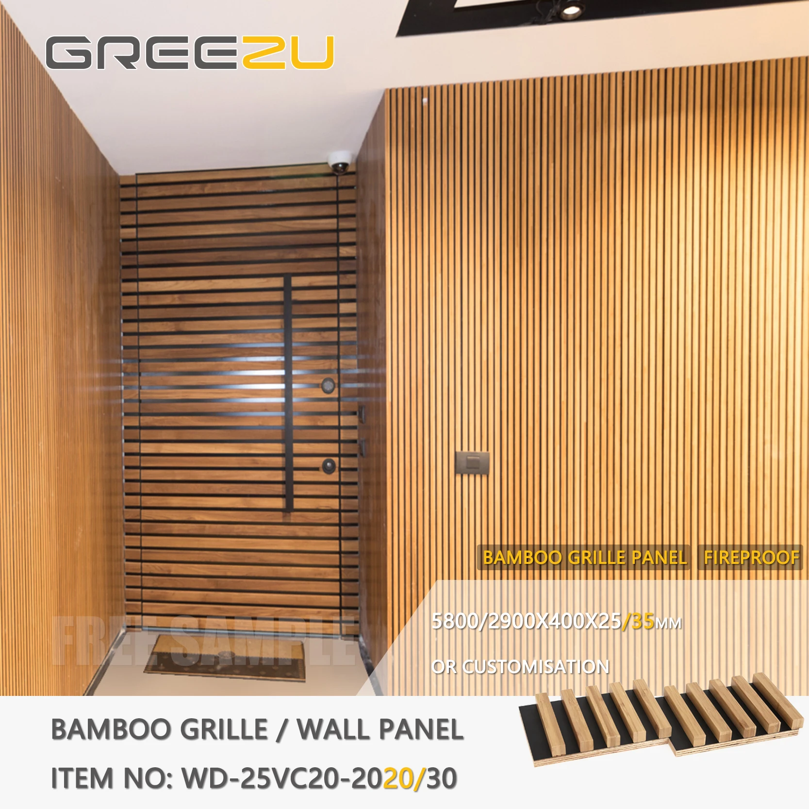 Modern Fireproof Linear Bamboo Partition Wall Facade Panel Prefab 3D Wood Panels for Interior Decor Waterproof Design