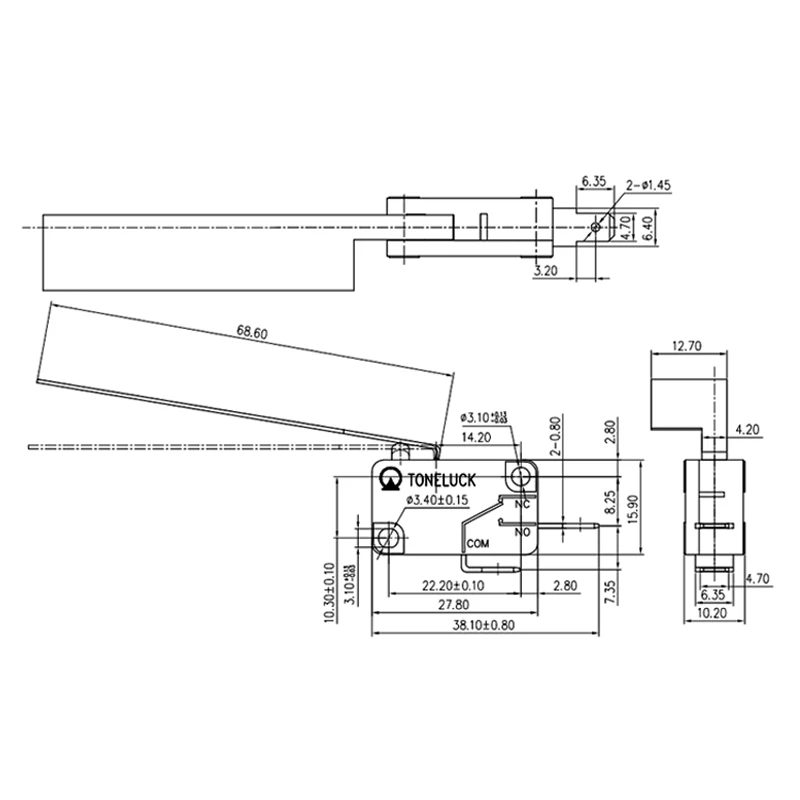 TONELUCK 33082 33063 Sail Switch Furnace Snap Action Pneumatic Micro Switch