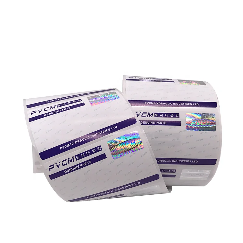 Custom PET Hot Stamping Paper Adhesive Labels with Hologram Sliver Stamping Foil sticker