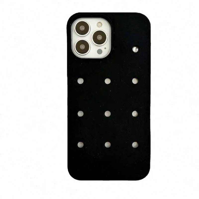 high quality waterproof silicone cell phone case with holes diy phone case for iphone 11 12 13 pro max hold croc charms