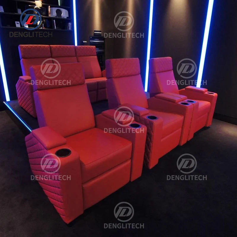 European New Design Ergonomic Leather Fashion Couch Furniture Sofa Cinema Electric Adjustable Backrest Recliner Movie Sofa