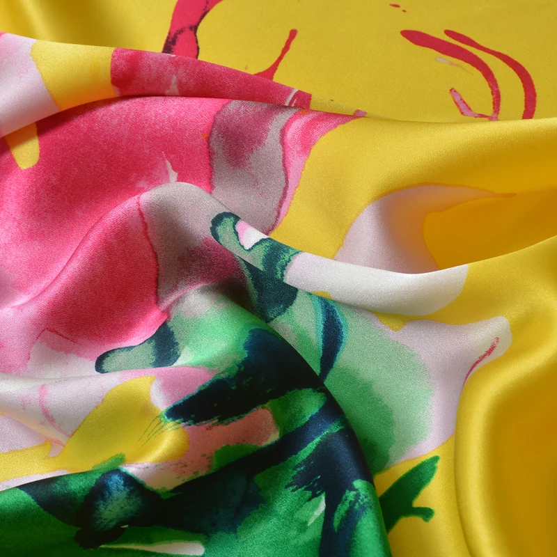 Custom high quality 100 pure silk charmeuse satin fabrics with printed floral pattern design korea east for kids women man