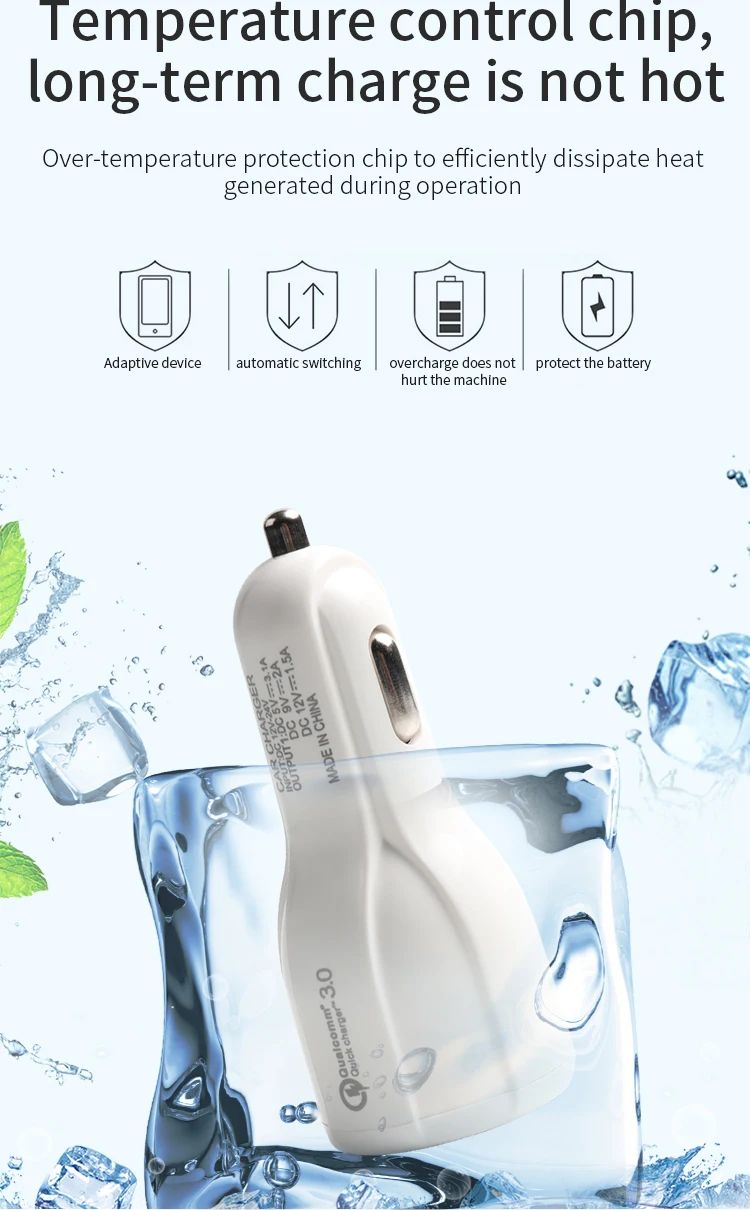 Car USB Charger Quick Charge QC3.0 QC2.0 Mobile Phone Charger 2 Port USB Fast Car Charger