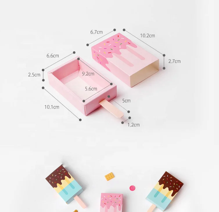 cute folding paper box cartoon ice cream drawer gift box