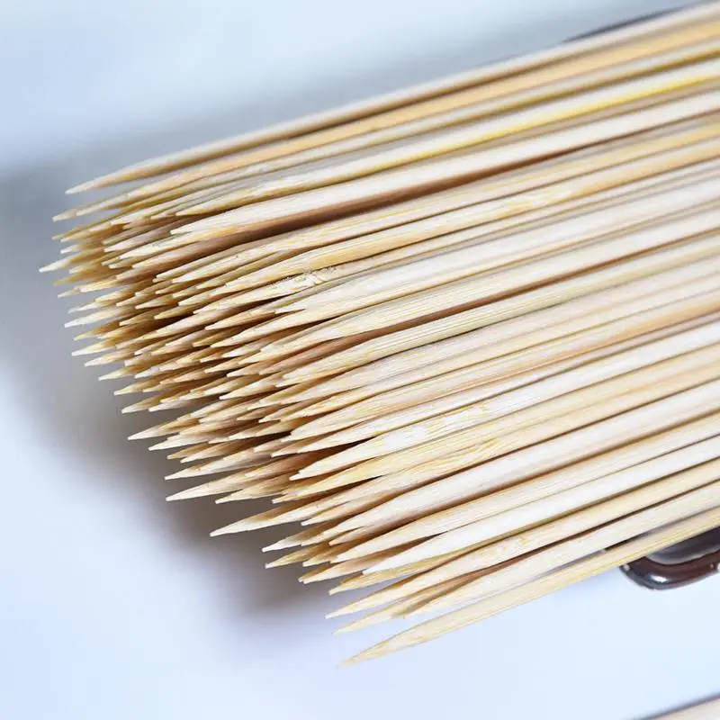 Eco-friendly Disposable Natural Round/Pointed Fruit BBQ Bamboo Skewers