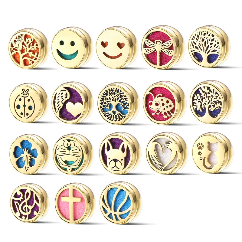 Stainless Steel Essential  Golden Aromatherapy Buckle  Diffuser Locket Oil Diffuser Clip Face Masking Magnetic Clip  for Face