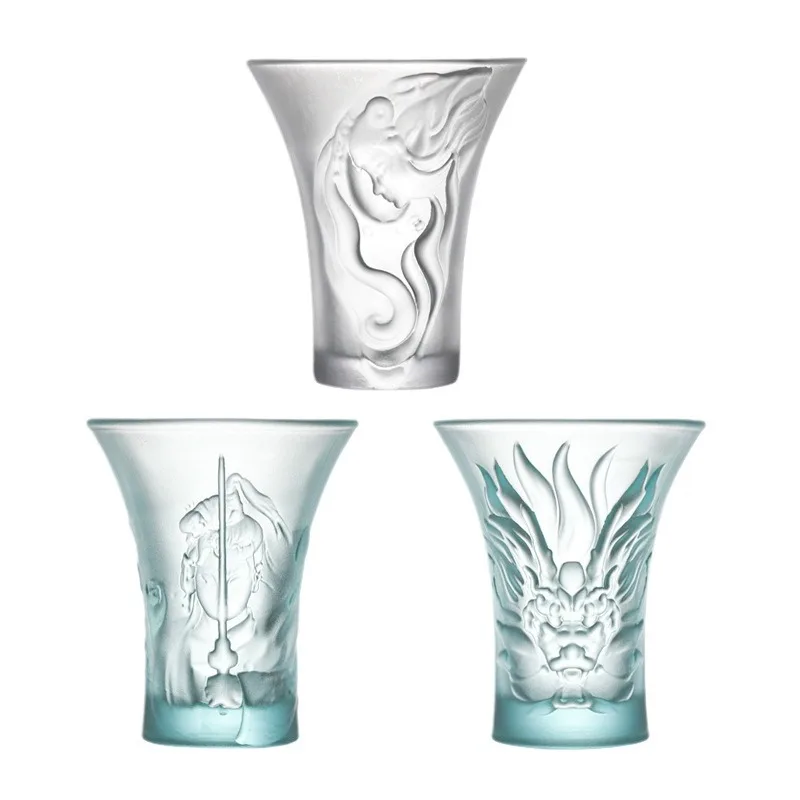 Wholesale Chinese Creative Glass Dragon Master Cup Vintage Teacup Shot Glass for gift