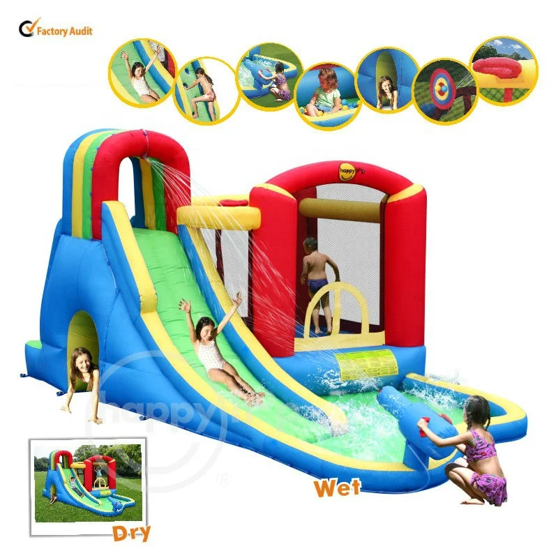 
Happyhop 9047N Splash Wave Fun Zone , Inflatable Mega Slide and Pool Fun Park for children,inflatable bouncer and slide 