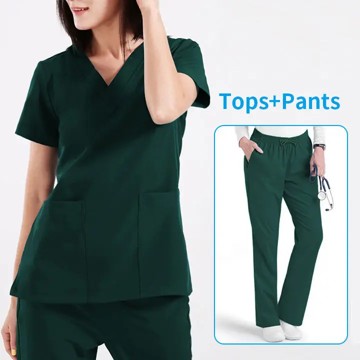Eco Friendly Mens Medical Doctor Pink Scrubs Uniform Medical Scrub Suits For Women Under Shirt
