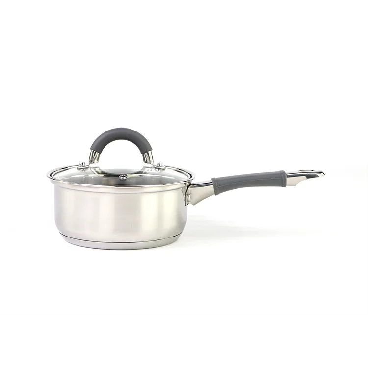 South America style color **pcs industrial rolled edge stainless steel cookware set cooking pot with sandwich bottom