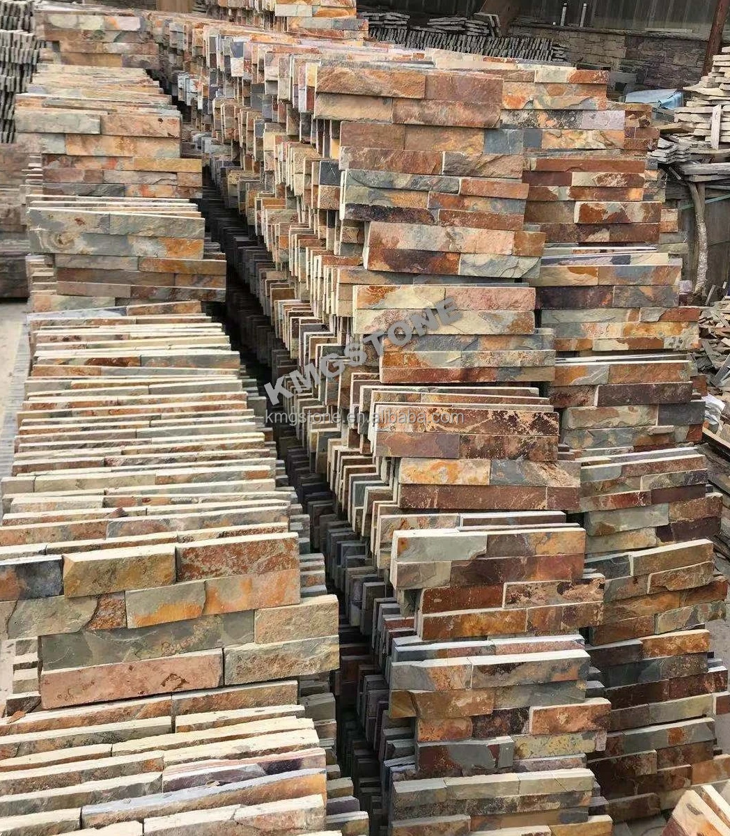 Оптовая продажа Современная наружная плитка из натурального камня китайский современный шифер облицовка внешней стены отеля разделенная отделка кислотно-эродированная