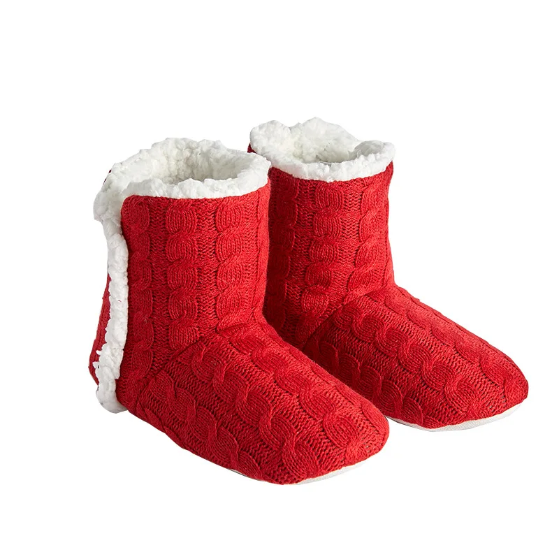 2021 Custom Unisex Lady Winter Warm Long Christmas Socks Plush Lining Fuzzy Fluffy Men Boot Slippers Socks Women