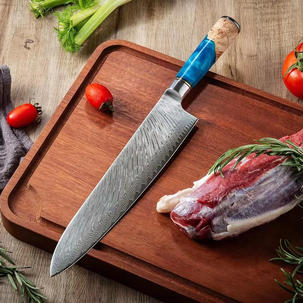 Factory Carbon Steel 67 Layer Damascus Chef Boning Cleaver Kitchen Knives VG10 Japanese Damascus Knife Set