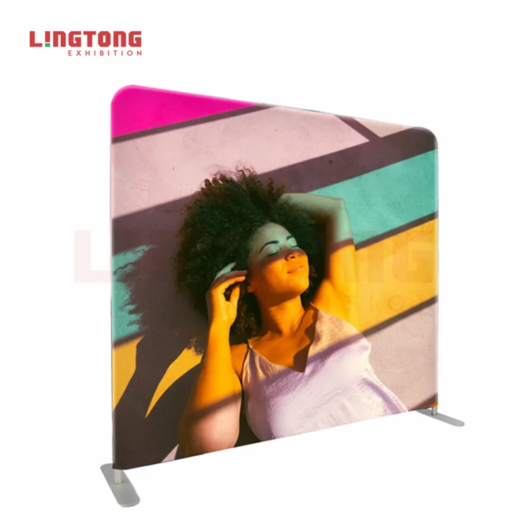 Lingtong Portable 8x8 Trade Show Square Pillow Case Tension Fabric Party Backdrop Stand For Decoration