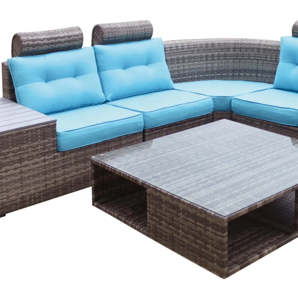 
Patio Garden Furniture 4 Seater or 5 Seater Cheap Rattan Outdoor Plastic Sofa Set Black Waterproof Party Seat 
