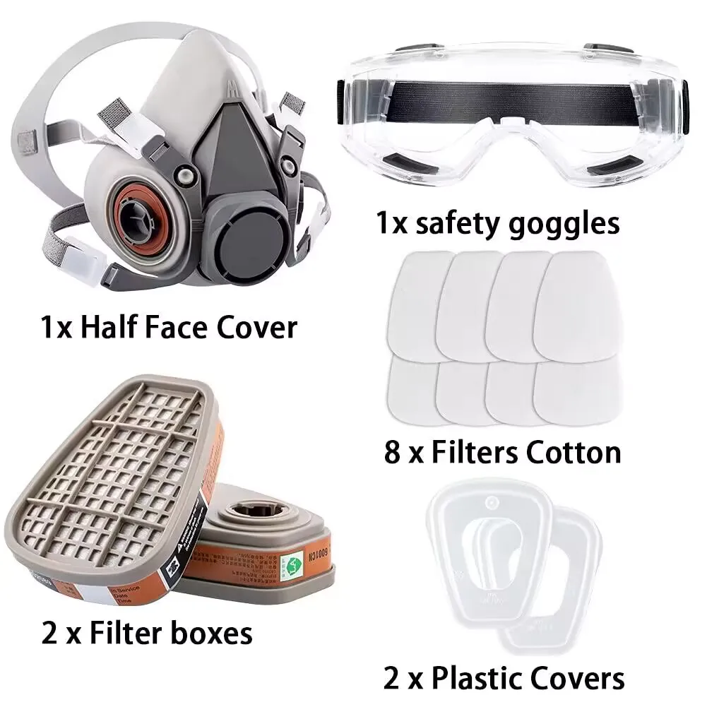 Rescue Emergency workplace safety Respirator Rescuable Half Face Cover Gas Mask with Safety Glasses