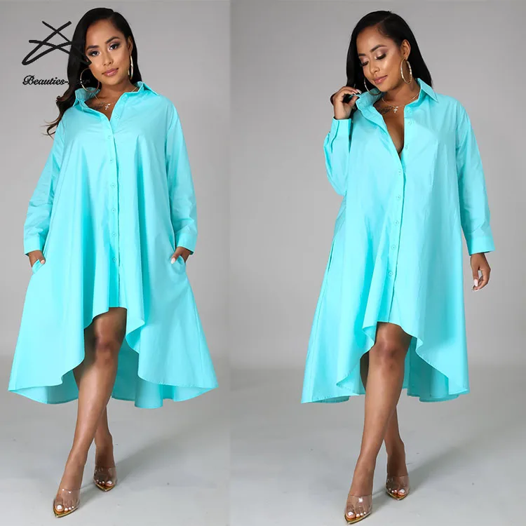 2021 Wholesale women new arrivals sexy solid color women pregnant casual A-line irregular blouse loose dress