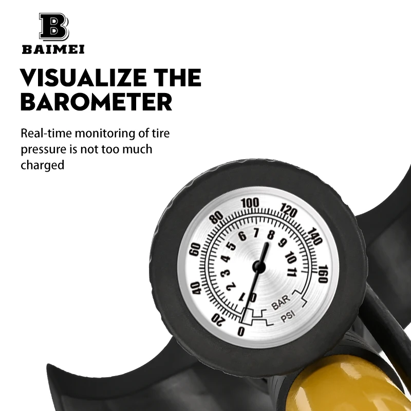 BM Floor Bike Pump, Fits Schrader and Presta Valve Types, Portable Air Pump, Bike Accessories