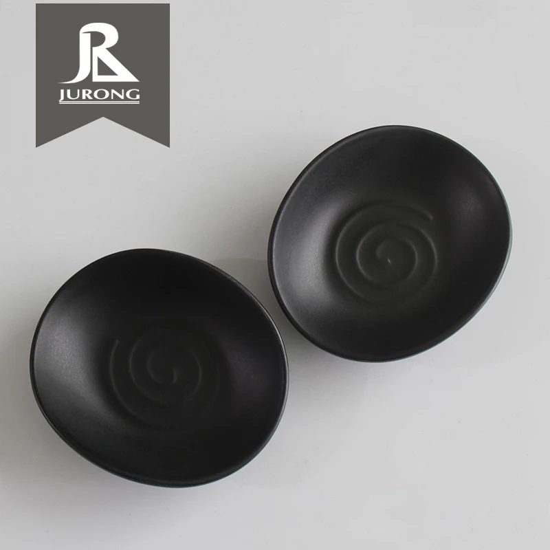 Modern restaurant melamine custom black taco holder plate dinnerware for wholesale