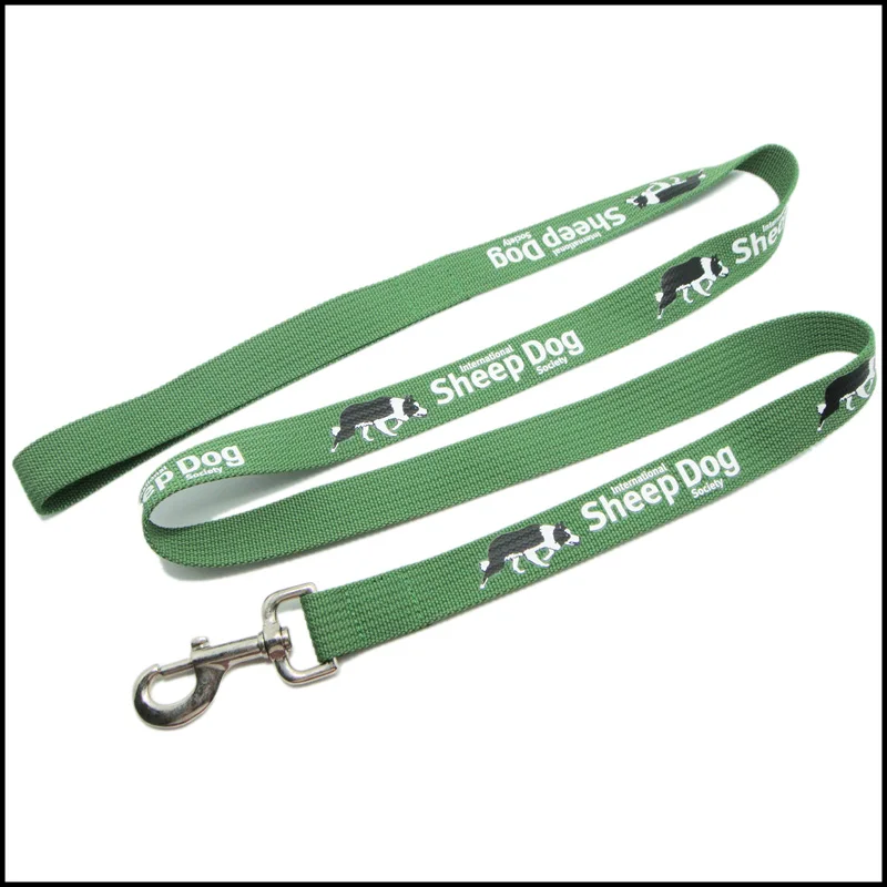 Cheap Price Custom Logo Silk Printing  Nylon Fabric Walking Leading Pet Dog Leash With Strong Metal Hook