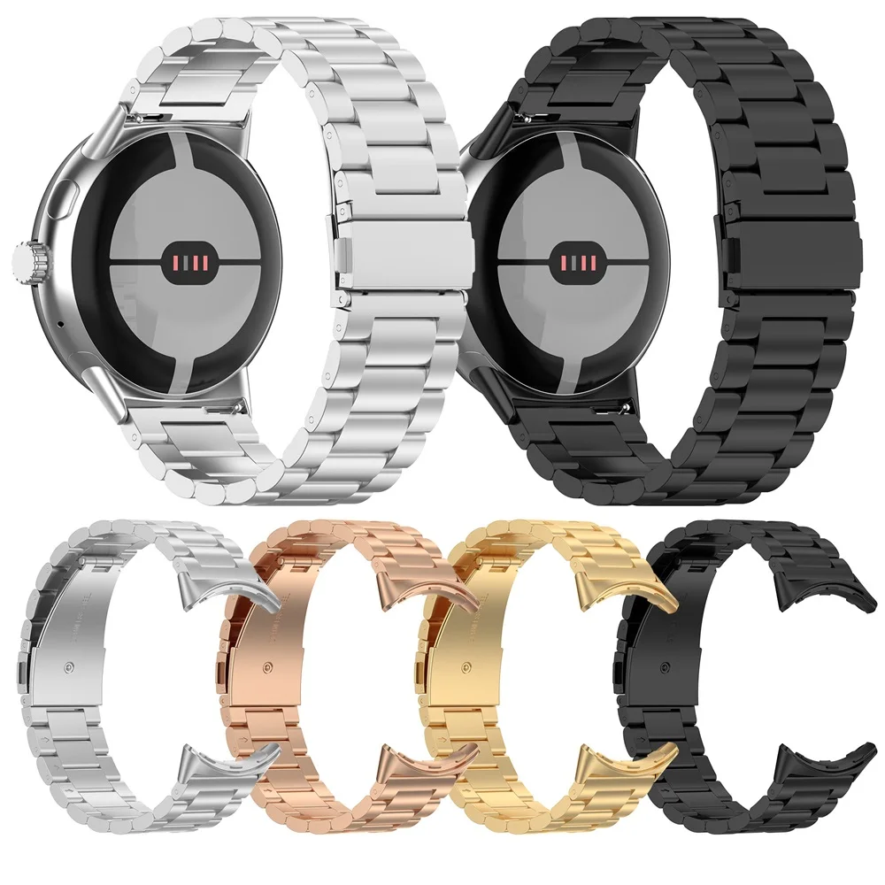 Fashion Stainless Steel strap 41mm 45mm For Google Pixel Watch metal watch strap For Google Pixel Watc3/2/1 3 Beads Metal Bands