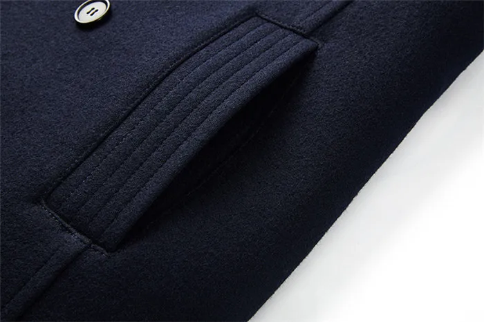 
Winter Classic Wool Padded Men Coat Double Breasted Quilted Men Pea Coat 