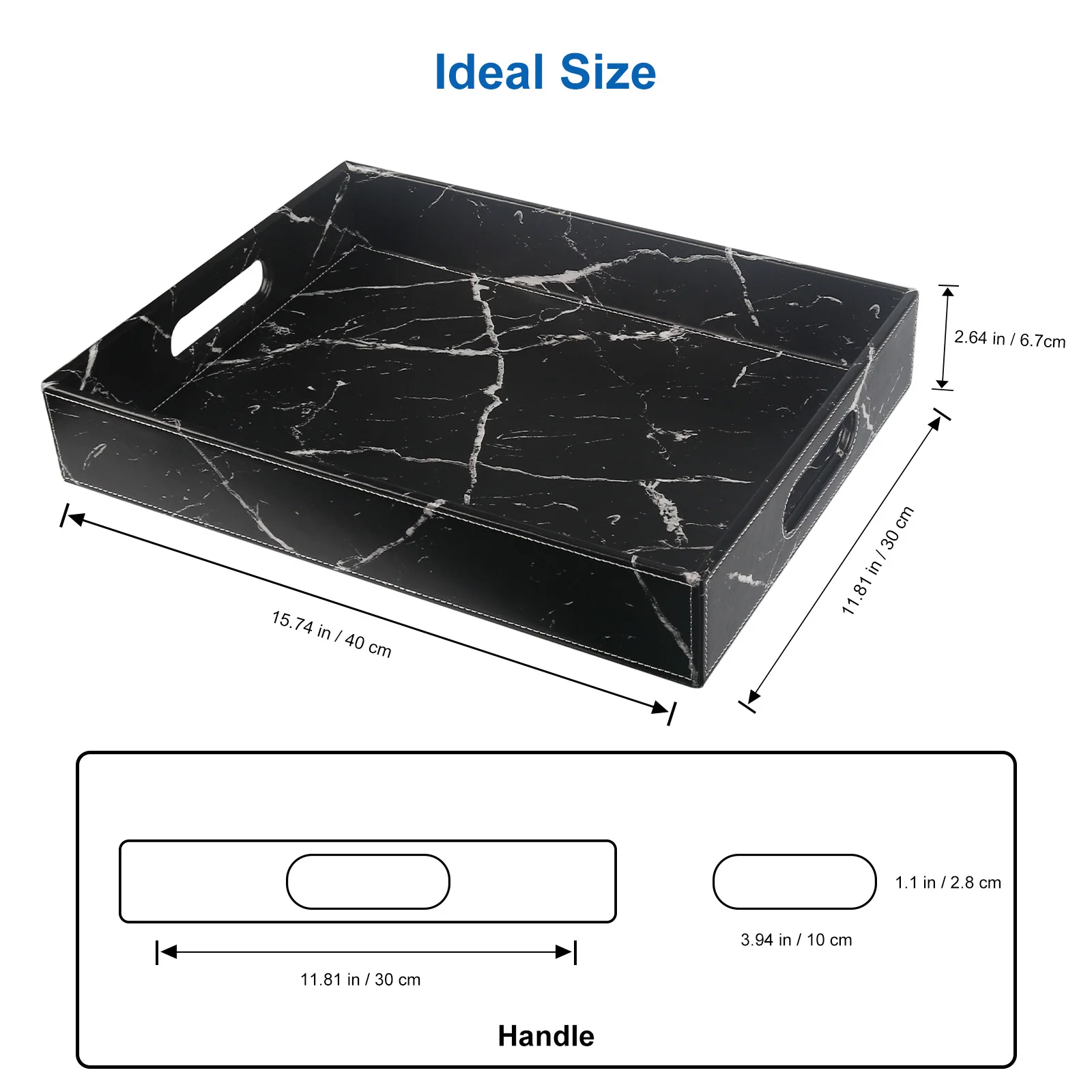 PU Leather Catchall Valet Tray Organizer handles Storage for Wallet Watches Keys Coins Cell Phones Glasses and Office Equipment