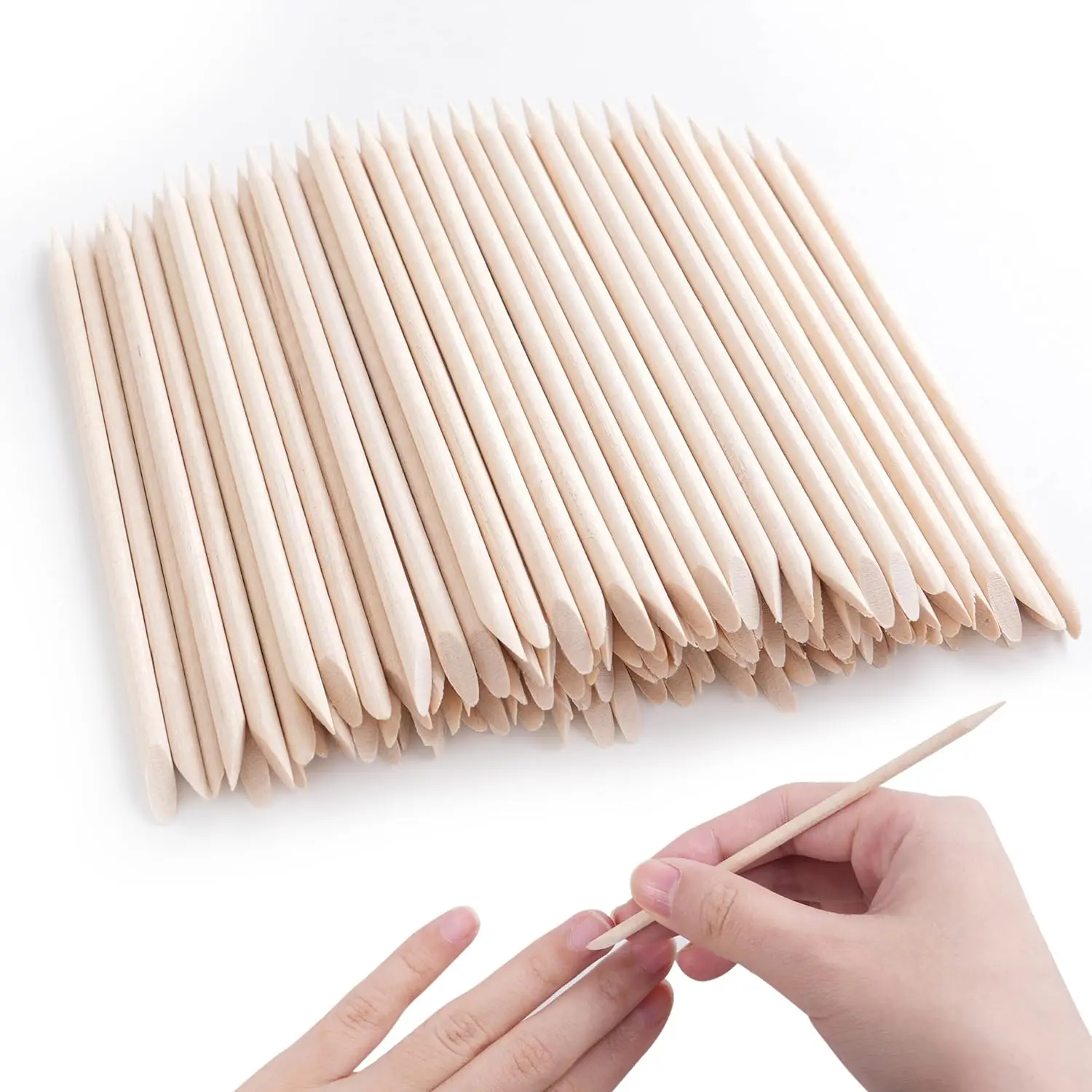 Compostable Manicure Cuticles Cleaning Disposable Mini Orange Art Wooden Nail Stick