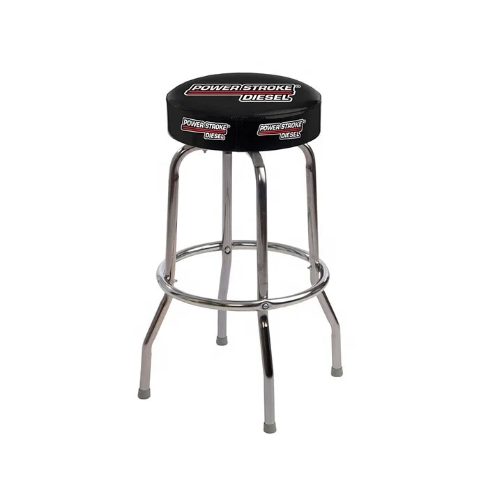 Wholesale bar furniture single/double ring bar stool with printed logo seat for chrome swivel bar stool
