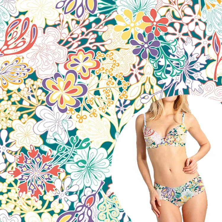 swimming cloth econyl elastane net embroidered fabric