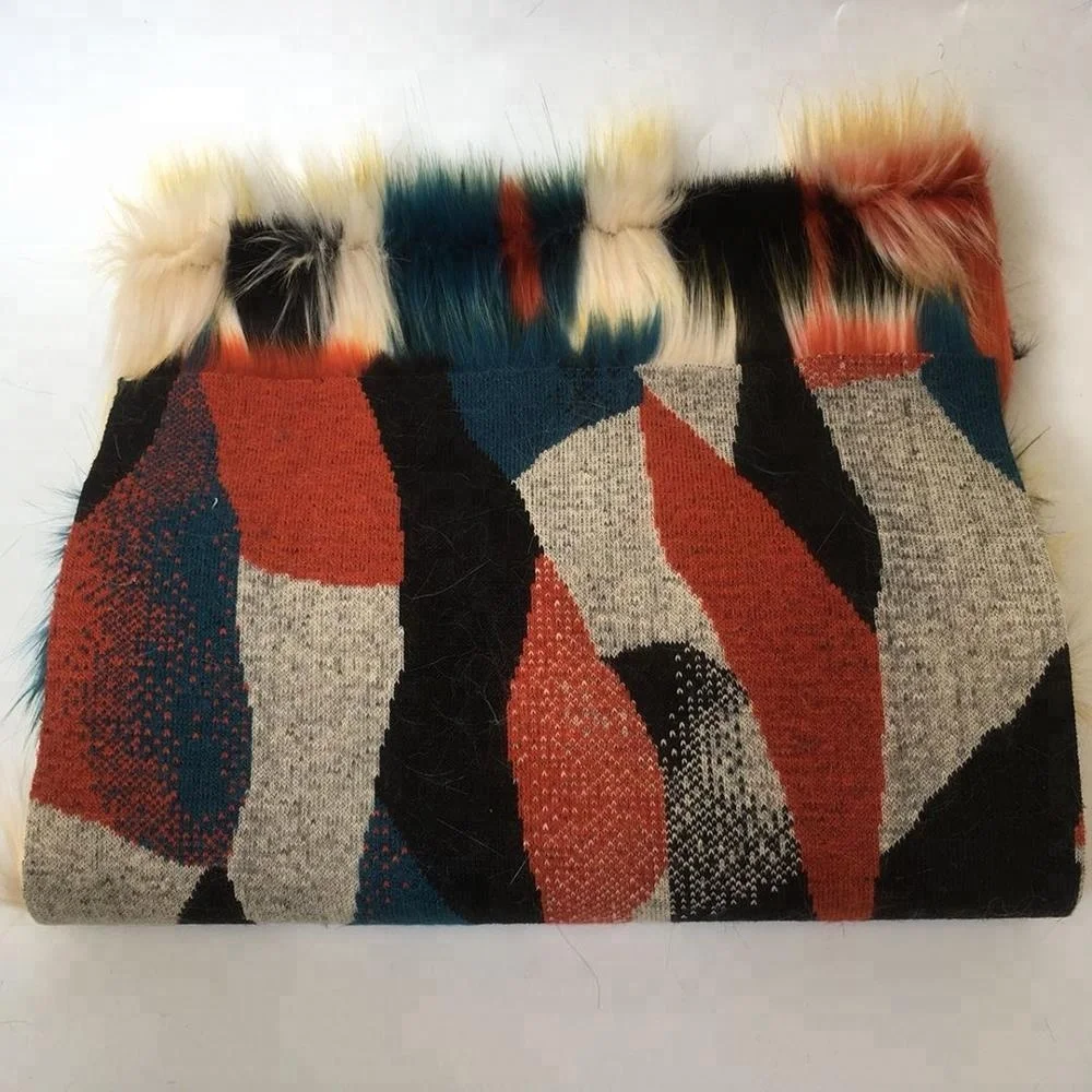 New Design multicolor jacquard long high pile Artificial faux fur fabric for toys home texiles garment