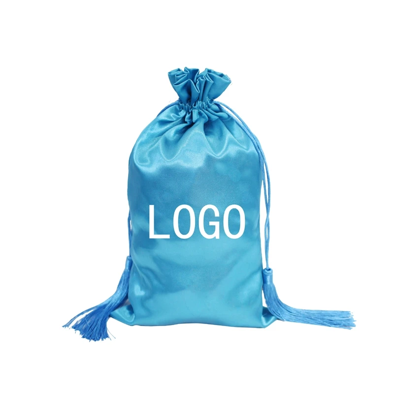 Pandasew Luxury Dense Silk Satin Bag Jewelry Package Pouch Drawstring Bag With Custom Logo Printed