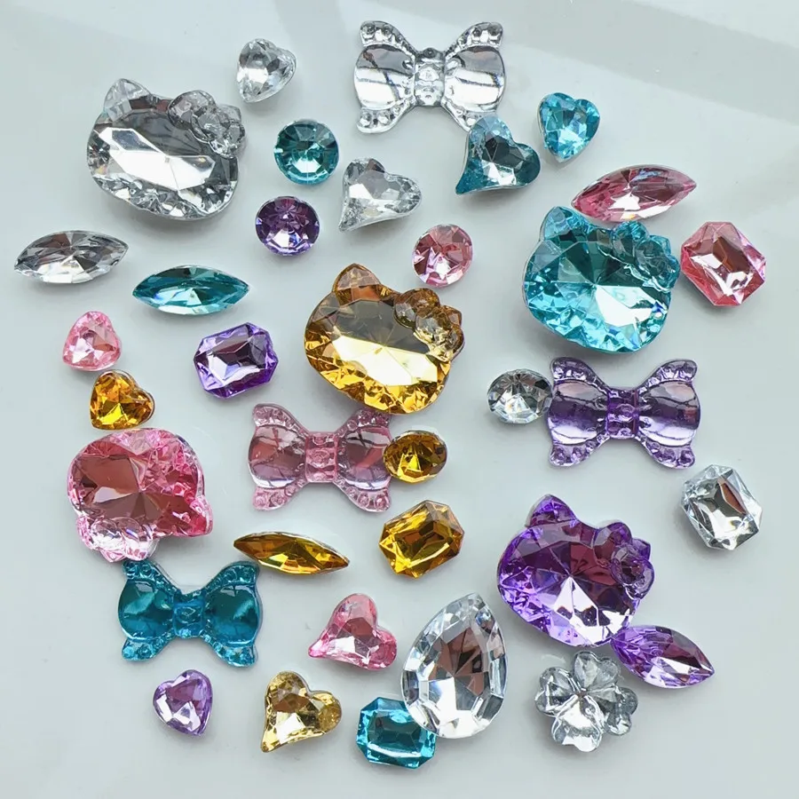 SZ Acrylic diamond bag mobile phone case footwear materials accessories wholesale Cat head with drill For Women Dress Cloth