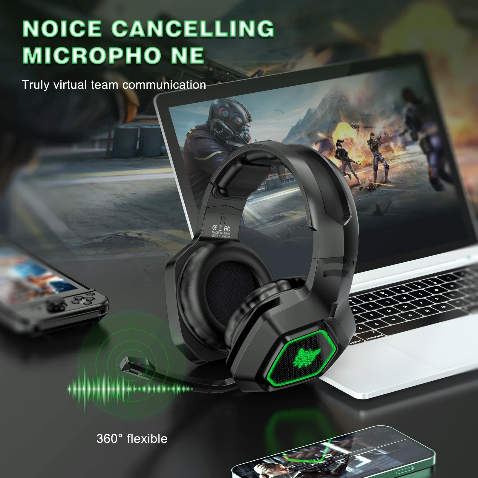 Onikuma Gaming Headset K10  Rgb Usb 7.1 Virtual Earphone Noise Cancellation Headset Gaming 7.1 Wired Headphones With Microphone