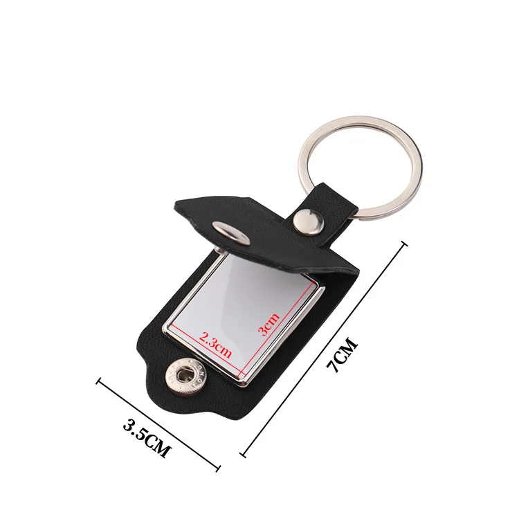 Custom Logo Laser Engraving Metal Leather Photo Key Chain Pu Blank Sublimation Leather Keychain Promotional Gift
