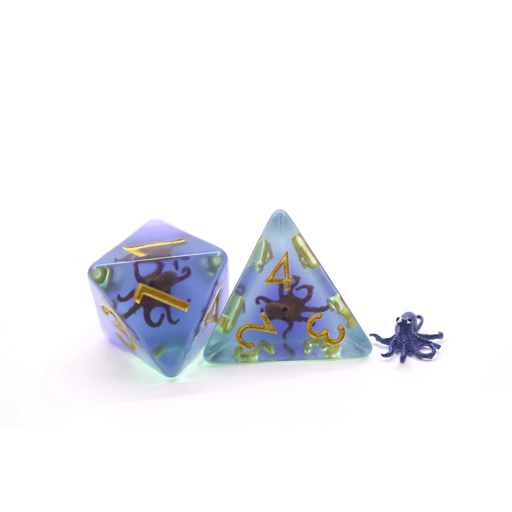 Low MOQ Resin Octopus Style 20 Sided Dice D20 Polyhedral resin octopus dice set