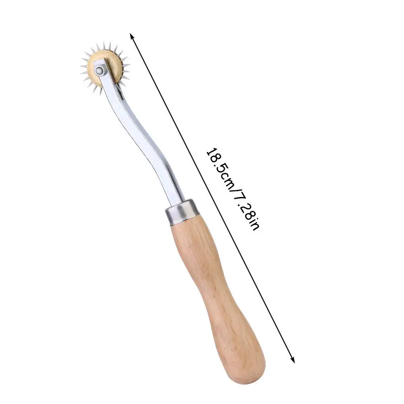 High quality DIY Leather Crafting Tool Wooden Handle Sewing Tracing Wheel tool