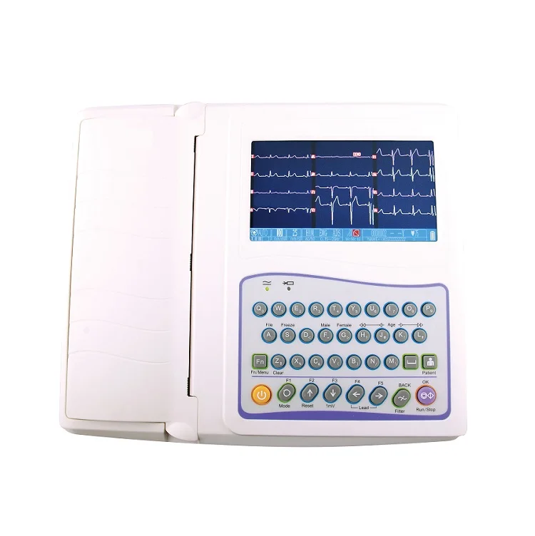 
Ce Approved HE 12A 7 inch Color LCD Digital electrocardiograph machine ECG  (1600087962460)