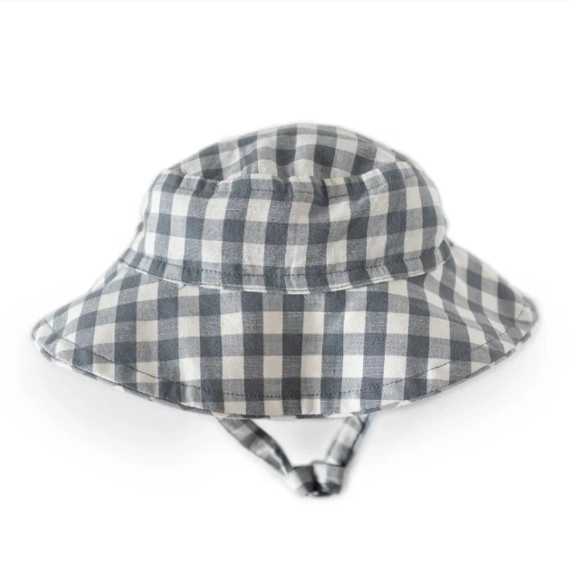 Оптовая продажа Пляжная Солнцезащитная шляпа Детская Панама клетчатая