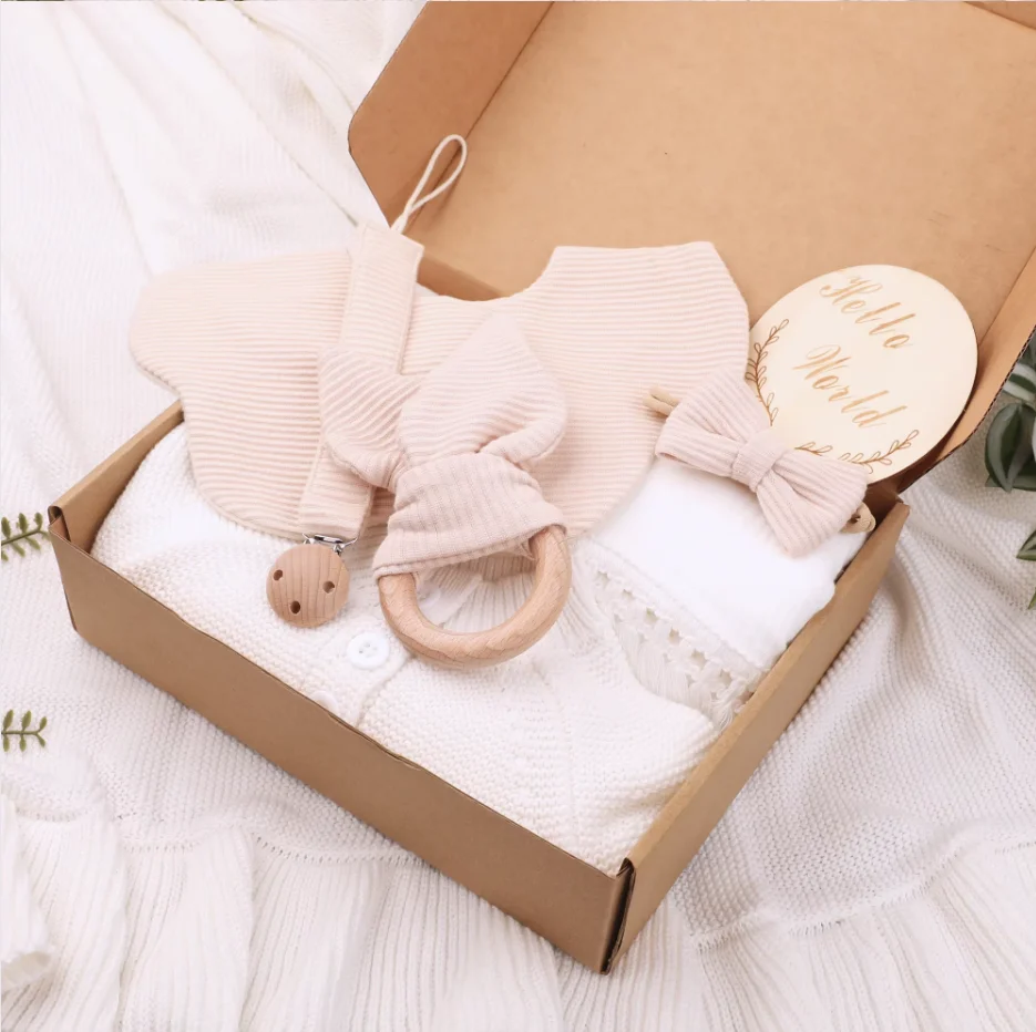 Newborn Baby Birth Gift Box Baby Shower Blanket Pacifier Chain Crochet brup cloth bunny teether gift Sets Baby Products