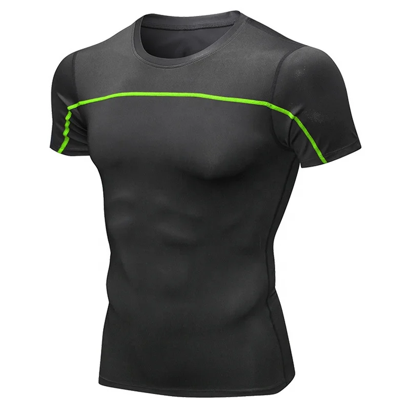 Low MOQ Custom High quality GYM Wear Compression Men Shirt  Clothing,elastic Quick-Drying Clothes Reflective night run