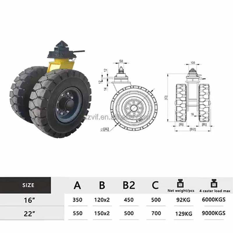 Factory Original 4pcs 22inch Rubber Container Casters Wheels For Mountain Grassland