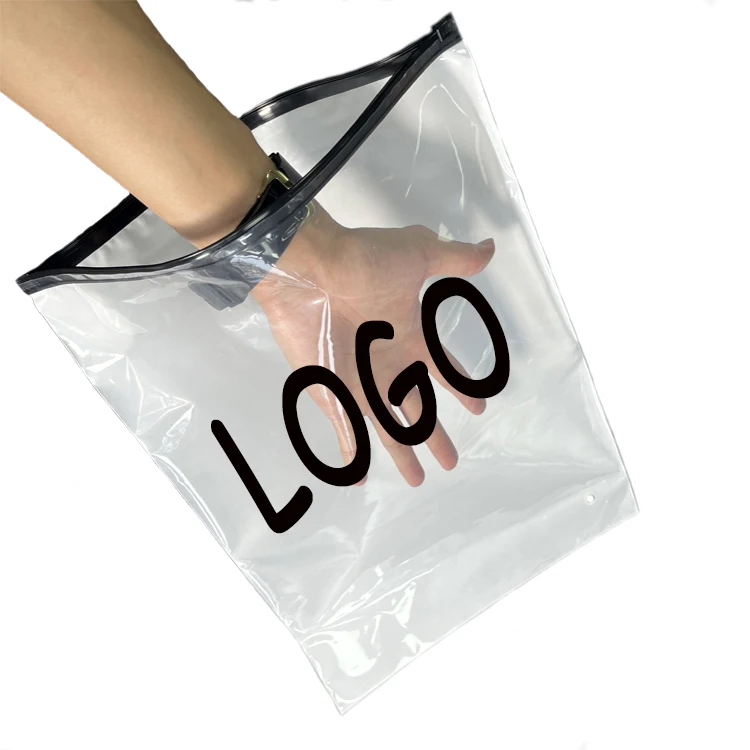Новый продукт настраиваемый печатный логотип упаковка жемчужина хлопок прозрачный пластик поли черный замок на молнии для одежды сумка