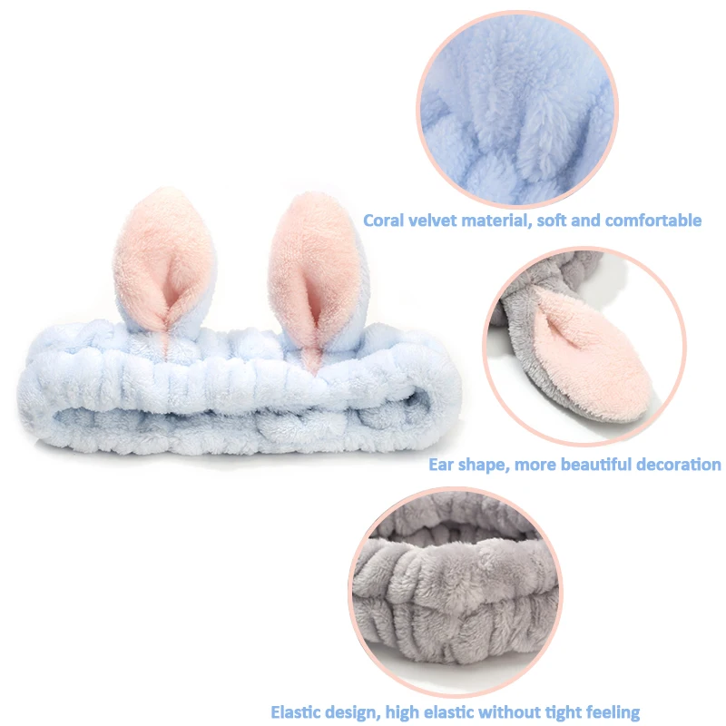 soft cute cartoon plush rabbit sleeping eye mask and ear makeup headband