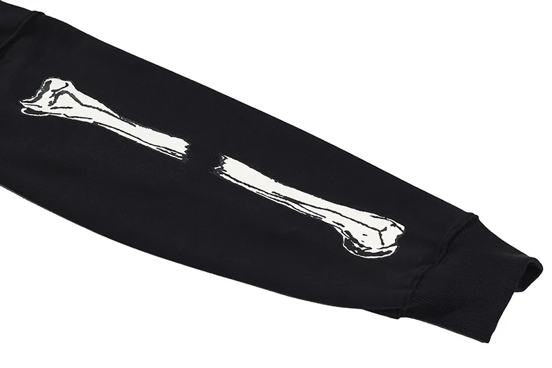 Halloween Hoodies French Terry Puff Print Custom Logo Oversize Y2K Rhinestone Skeleton Full Face Zip Up Hoodie manufacturers