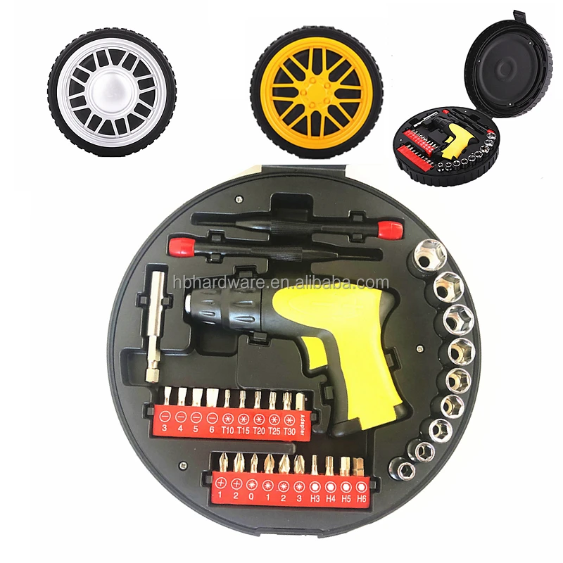 Gift Promotion 24 Piece Interest Tire Case Hand Tool Set Plier Screwdriver Bit Socket Emergency Usage Repair Tyre Shape Tool Kit