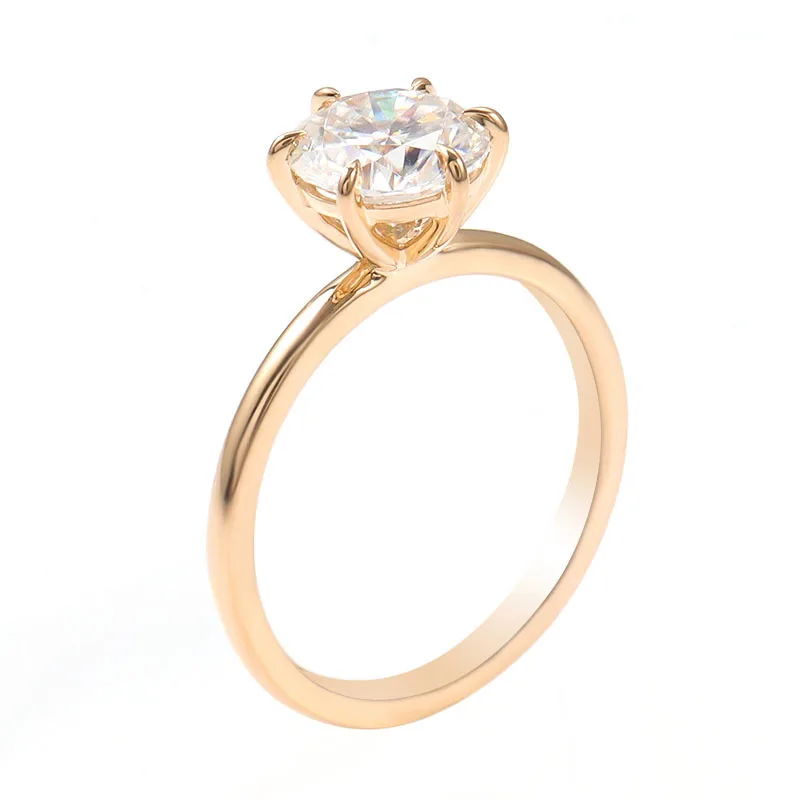 18K white gold six-claw ring female D color round 1 carat old Ouqi Mosan female ring fashion proposal ring