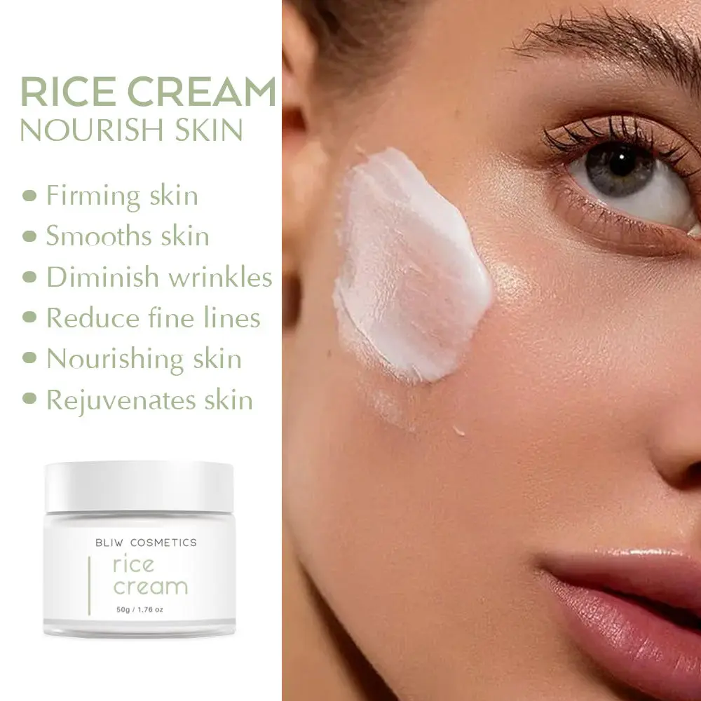 Korea Private Label 50g Rice Cream Moisturiser Whitening Lightweight And Non-greasy Vegan Rice Face Cream Rice Milk Cream